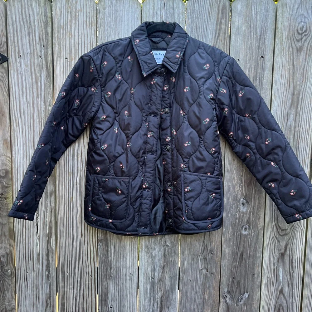 OLD NAVY Black Floral Jacket Girls 14-16 XL